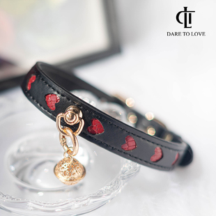 【DTL】真皮项圈爱心choker牵引颈圈女m颈带饰品男m可拆卸铃铛