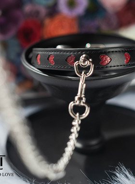 【DTL】真皮项圈女颈带镂空爱心choker颈环可拆卸铃铛牵引女m定制