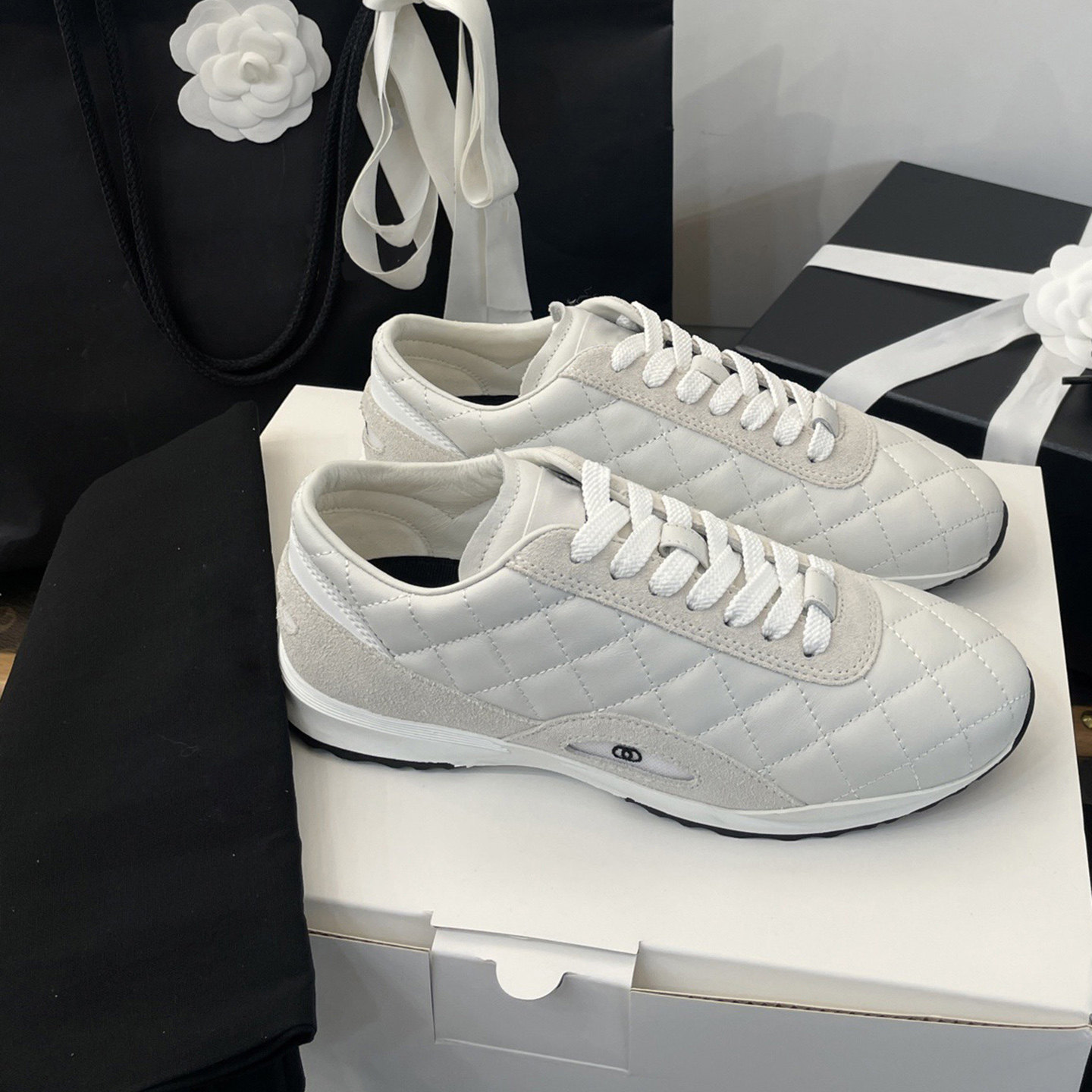 2026c新款小香风棱格休闲运动鞋女真皮平底系带圆头阿甘鞋跑步鞋,女鞋,时尚休闲鞋,淘宝优惠券,粉丝福利购,淘宝优惠卷