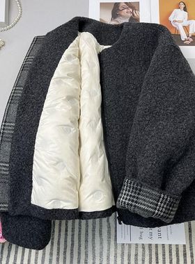 高端气质灰色棉服女秋冬新款小个子宽松百搭休闲短款夹棉保暖外套