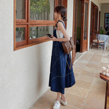 牛仔背带裙女2025春夏季新款韩系复古百搭遮肉修身宽松A字连衣裙，女装连衣裙，浙宝179