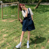 港风复古牛仔背带裤女夏2025新款小个子网红炸街慵懒风休闲连体裤，女装连衣裙，浙宝179