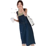 大货已出!!!2023年新款大码牛仔背带裙女宽松高腰1622-P95-K148，女装连衣裙，浙宝179