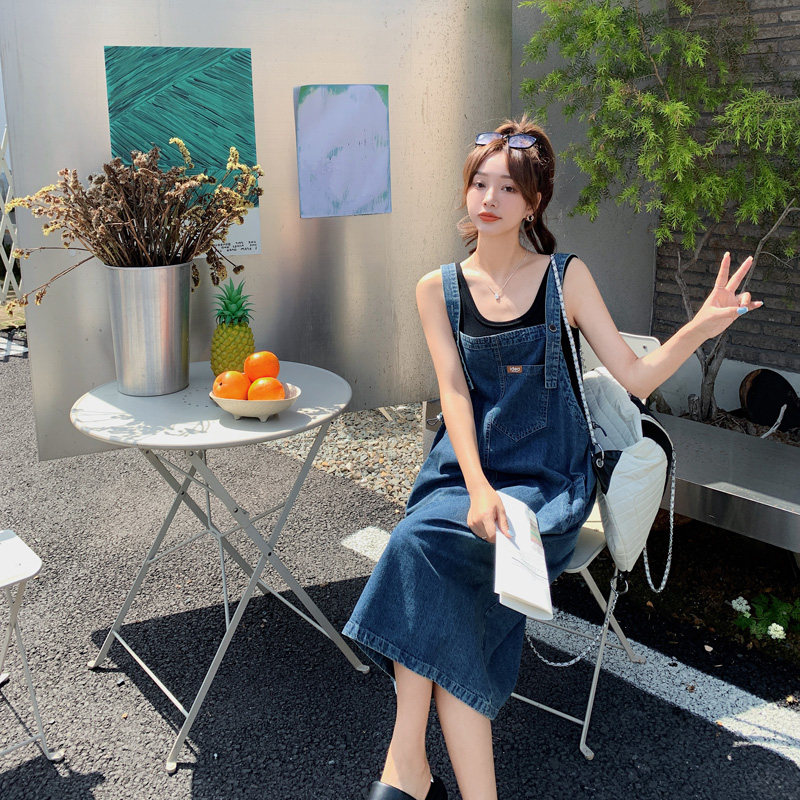 牛仔背带裙女夏季2023新款设计感减龄宽松显瘦连衣1632-P110-K158图片