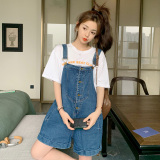 孕妇装2022夏季新款时尚牛仔背带短裤韩版薄款洋气外穿裤子，女装连体裤，浙宝179