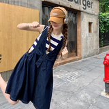 背带裤女夏季2023可盐可甜宽松休闲蝴蝶结连体裤1630-P110-K158，女装牛仔裤，浙宝179