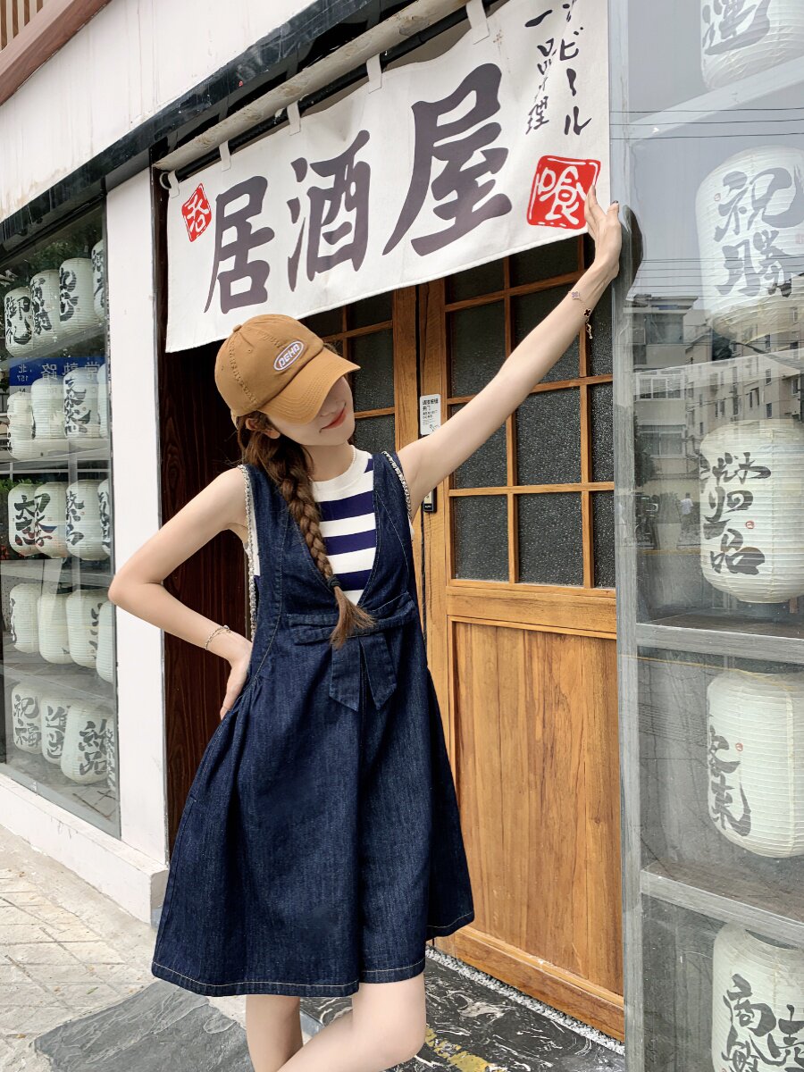 背带裤女夏季2023可盐可甜宽松休闲蝴蝶结连体裤 1630-P110-K158图片