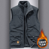 秋冬厚款 休闲坎肩户外多口袋双面穿抓绒背心马夹男 摇粒绒马甲男士