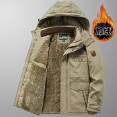 棉服宽松大码 冬装 外套男加绒加厚棉衣户外冲锋衣多袋工装 保暖上衣