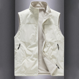 夹克防风大码 双面穿马甲秋冬季 立领加绒加厚背心无袖 男士 外套 新款