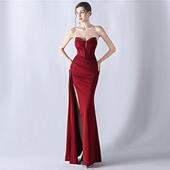 性感连衣裙低胸气质收腰重工订珠夜店酒吧ktv模特走秀抹胸晚礼服