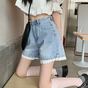胖mm高腰阔腿热裤 2025年春季 女辣妹大码 新款 子 设计感小众牛仔短裤