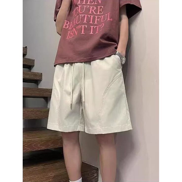 炎夏简约冰感短裤男日系复古百搭外出跑步宽松直筒速干五分裤子潮