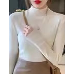 秋冬新款半高领无袖针织打底衫女修身显瘦西装内搭长袖简约毛衣女