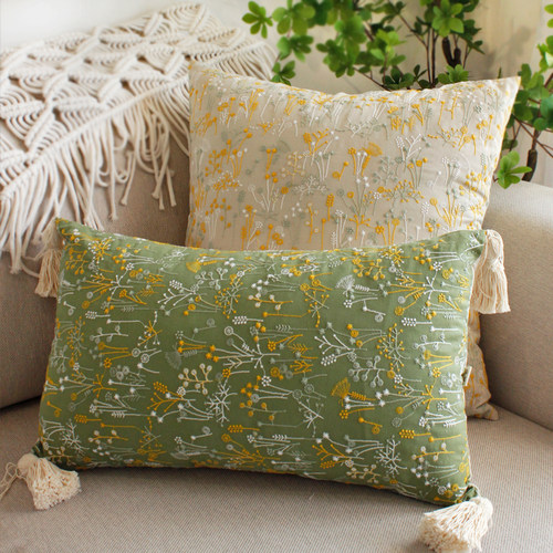 栗茧抱枕套PP棉沙发客厅刺绣苎麻