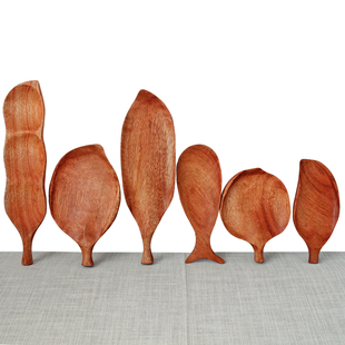 简约现代手工木制果盘原木实木树叶盘子点心零食木盘创意坚果盘子