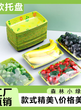 网红清新绿色加厚一次性水果托盘