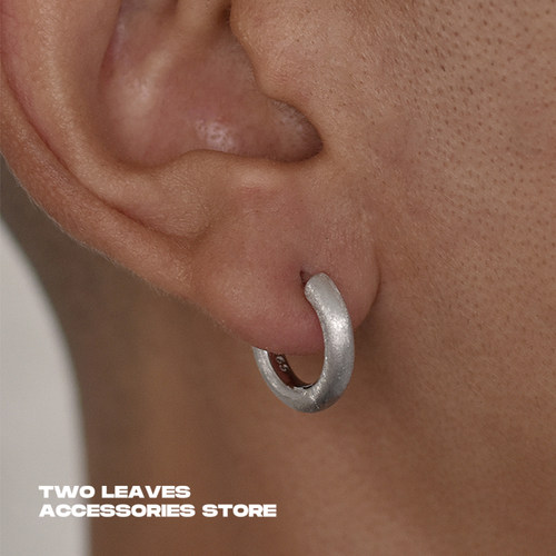 TWOLEAVESS925银重工拉丝耳环