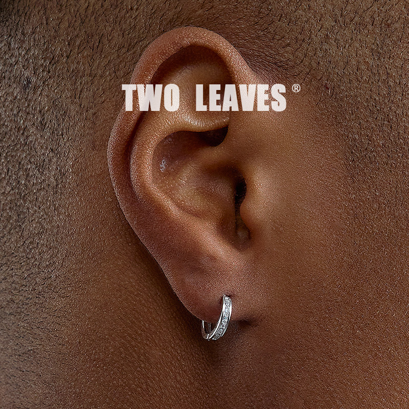 TWOLEAVES925纯银单排镶钻耳环