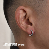 TWO LEAVES S925纯银熔岩不规则耳环高级感男女潮流街头重工耳扣