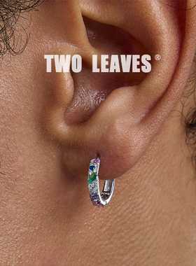 TWO LEAVES S925纯银不规则彩钻耳环潮流高级感轻奢百搭男女耳扣