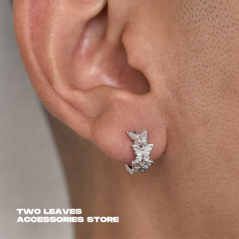 TWOLEAVESS925纯银蝴蝶耳环