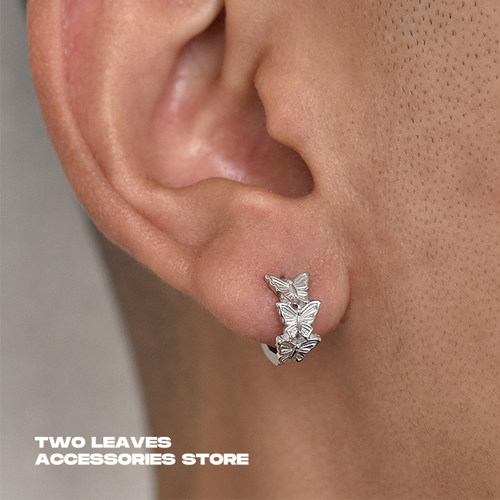 TWOLEAVESS925纯银蝴蝶耳环