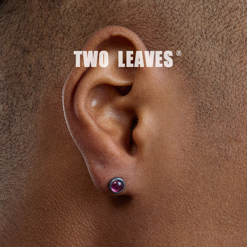 TWOLEAVESS925银紫红水晶耳钉