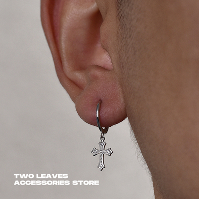 TWOLEAVESS925十字架耳环