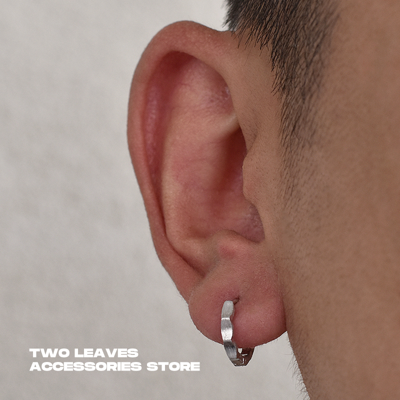 TWOLEAVES925银不规则拉丝耳环