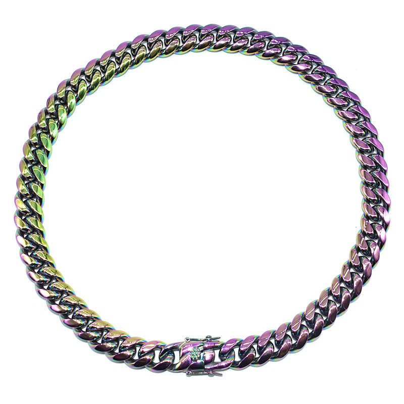 two leaves 45cm短款 炫彩古巴项链锁骨淬火镭射嘻哈潮彩色男女款