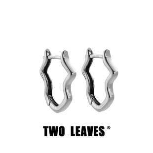 TWO S925纯银不规则波浪耳环简约时尚 男女款 潮流设计耳扣 LEAVES