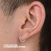 TWO LEAVES S925纯银复古做旧罗马数字耳环街头百搭潮流男女耳扣