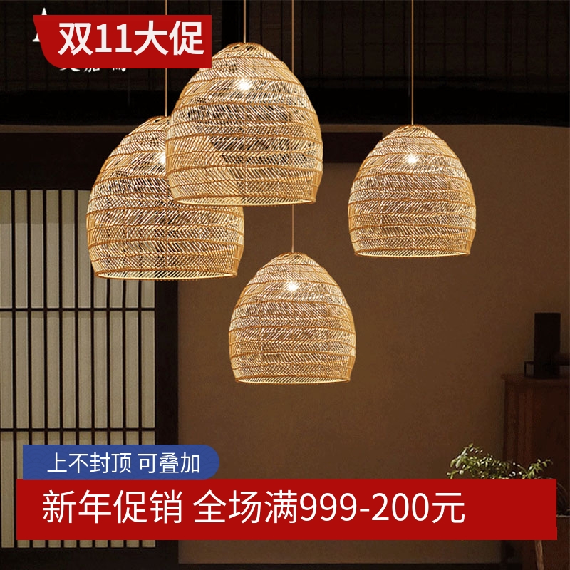 日式风餐厅饭店民宿竹编灯