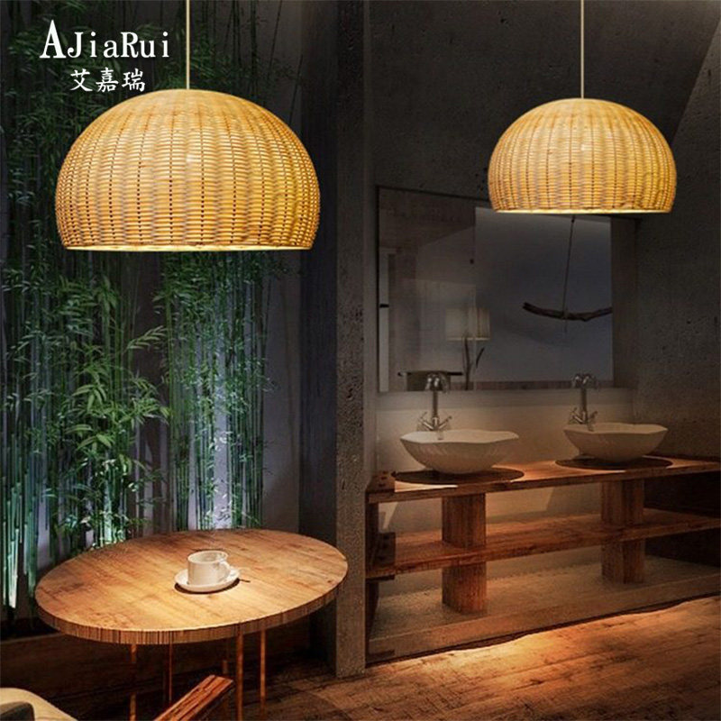 日式侘寂风复古餐厅餐桌吊灯茶室民宿火锅饭店餐饮手工藤编吊灯
