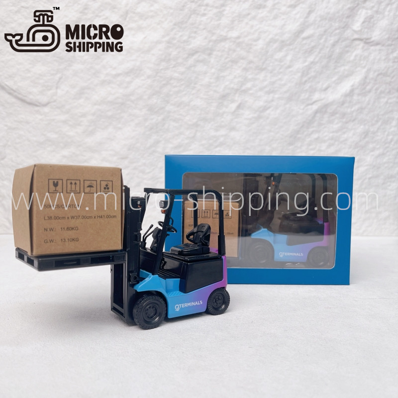 1：24合金Q-Terminals叉车模型玩具可升降堆高机模型配托盘及货物