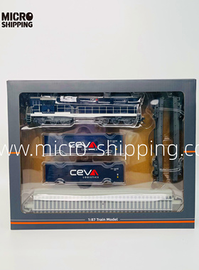 铁路运输工具1:87CEVA火车模型套装含2节车厢航运礼品礼盒展示