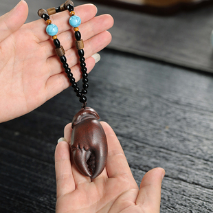 原矿紫砂螃蟹钳手把件招财手里有钱手中有钳把件挂件