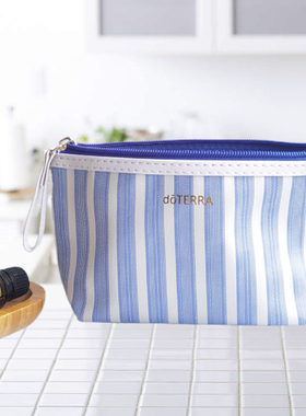 10格多特瑞15ml适用精油收纳包 分层  大容量便携蓝色条纹手包