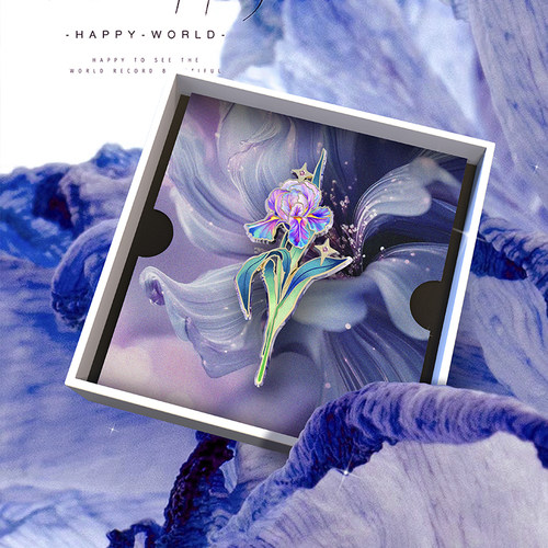 Max无界女梵高鸢尾花胸针