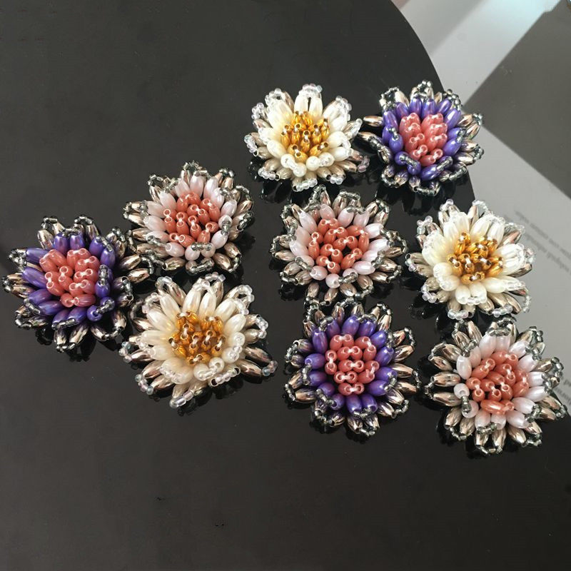 日韩耳环材料多层手工钉珠珍珠花朵鞋帽包包装饰布贴饰品配件珠花