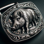 二师兄生肖猪皮带扣头99纯银男款 复天棚九齿守护平滑扣防过敏腰带