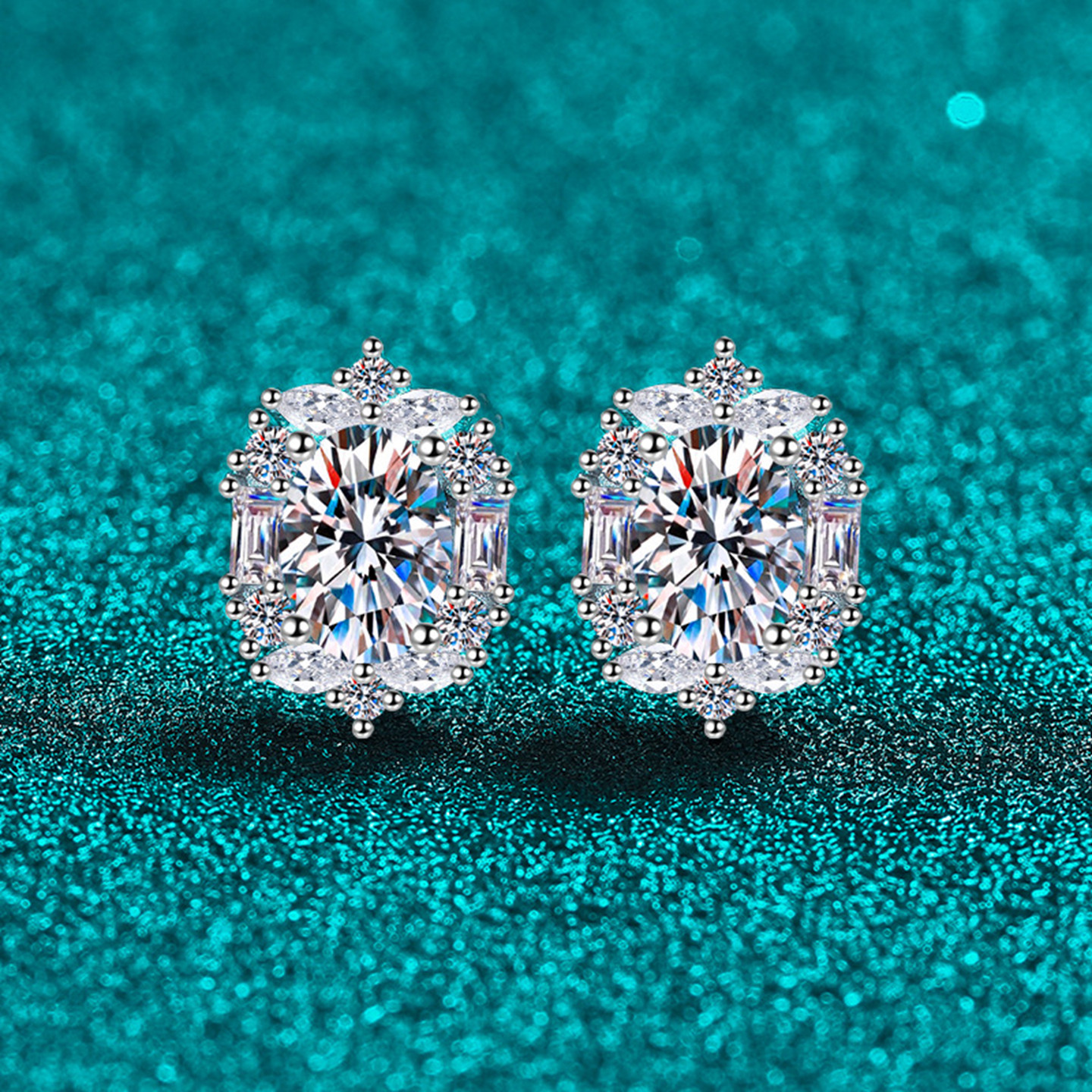 时尚S925纯银莫桑石耳钉女旦形华丽轻奢精致高级感耳饰时尚百搭,饰品/流行首饰/时尚饰品新,银饰耳饰,淘宝优惠券,粉丝福利购,淘宝优惠卷