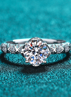 时尚S925纯银戒指超闪莫桑钻戒指轻奢八爪网红款尾指厂家直供现货