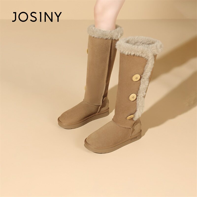 卓诗尼2025冬季新款加绒保暖雪地靴时尚舒适女靴潮流显瘦长筒靴女