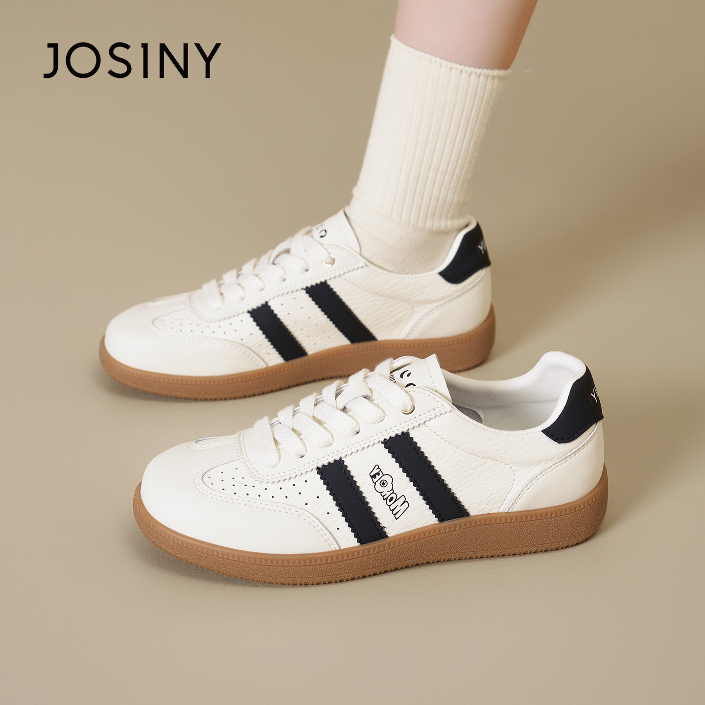 卓诗尼2026春季新款平底运动小白鞋时尚舒适休闲鞋潮流复古德训鞋