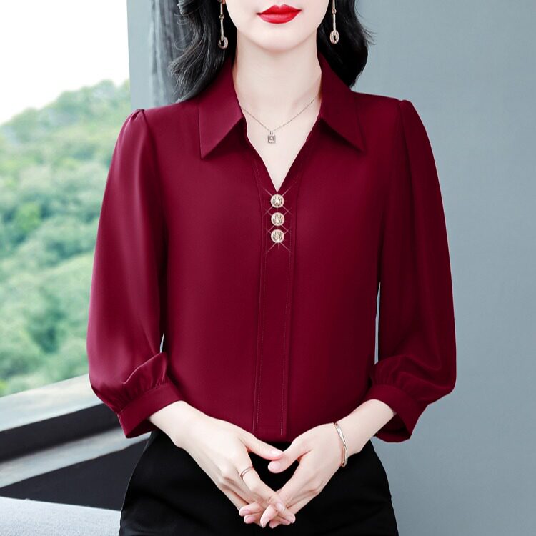 杭州重磅真丝衬衫女2026年新款夏季大牌妈妈t恤七分袖桑蚕丝上衣