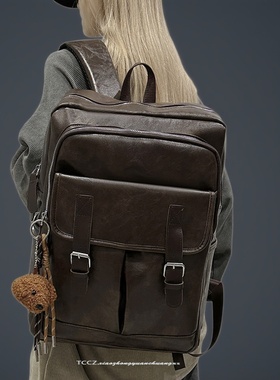 TCCZ复古双肩包女大容量电脑包通勤商务旅行背包学生书包男士背包