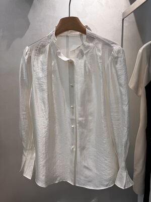 2025 马甲的内搭  百搭款夏 秋真丝人丝混纺 法式花苞袖衬衫 长袖