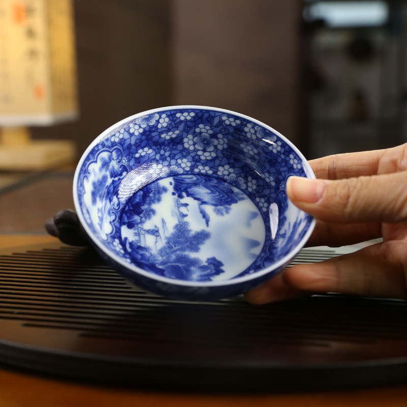景德镇青花瓷主人杯普洱杯单杯自用送礼喝茶杯高端个人专用